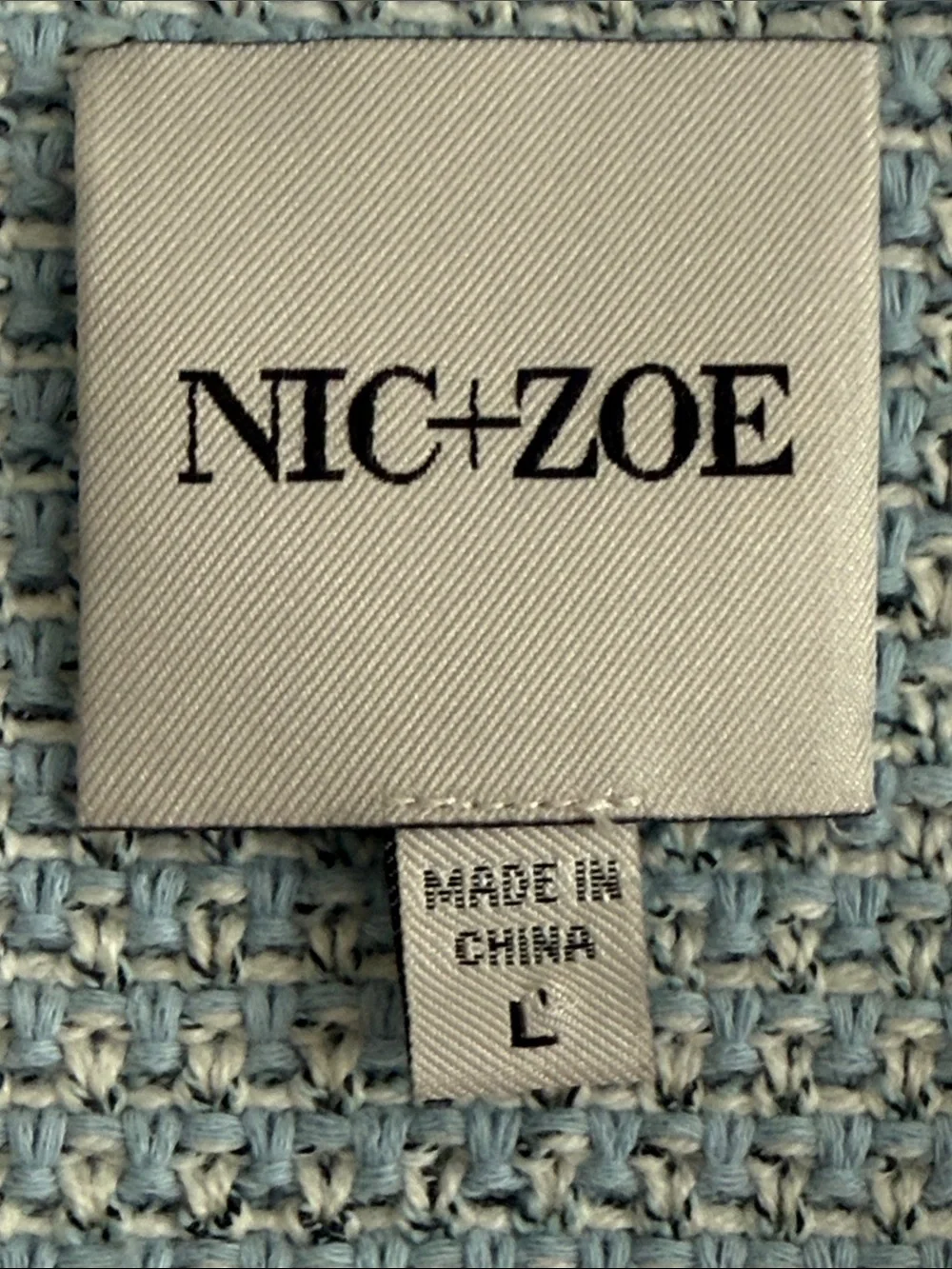 NIC+ZOE Fringe Mix Knit Jacket Open Front Blazer Sz L Preppy Office Church